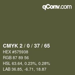 Código de color: CMYK 2 / 0 / 37 / 65 | qconv.com