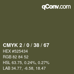 Color code: CMYK 2 / 0 / 38 / 67 | qconv.com