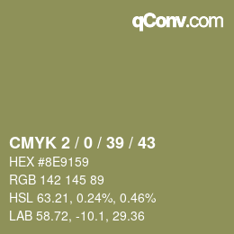 Farbcode: CMYK 2 / 0 / 39 / 43 | qconv.com