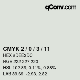 颜色代码: CMYK 2 / 0 / 3 / 11 | qconv.com