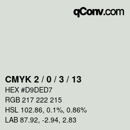 Color code: CMYK 2 / 0 / 3 / 13 | qconv.com