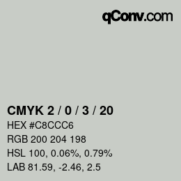 カラーコード: CMYK 2 / 0 / 3 / 20 | qconv.com