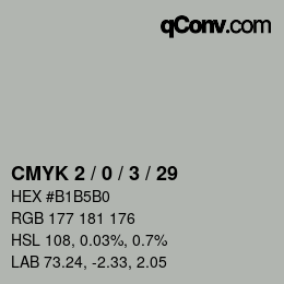 カラーコード: CMYK 2 / 0 / 3 / 29 | qconv.com