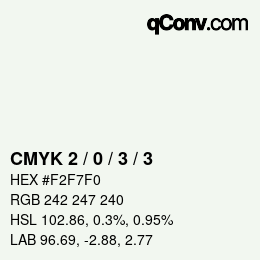 カラーコード: CMYK 2 / 0 / 3 / 3 | qconv.com