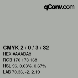 颜色代码: CMYK 2 / 0 / 3 / 32 | qconv.com