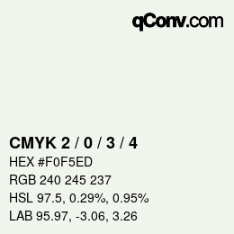 Farbcode: CMYK 2 / 0 / 3 / 4 | qconv.com
