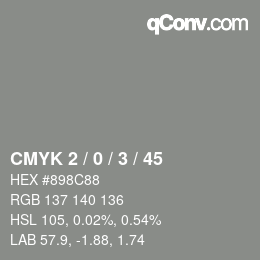 Color code: CMYK 2 / 0 / 3 / 45 | qconv.com