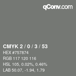 Color code: CMYK 2 / 0 / 3 / 53 | qconv.com