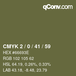 カラーコード: CMYK 2 / 0 / 41 / 59 | qconv.com