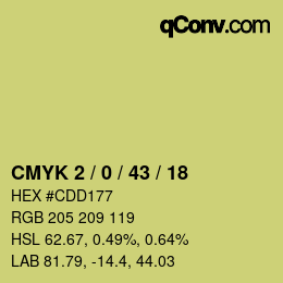 カラーコード: CMYK 2 / 0 / 43 / 18 | qconv.com