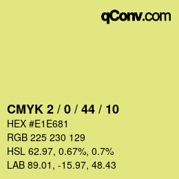 カラーコード: CMYK 2 / 0 / 44 / 10 | qconv.com