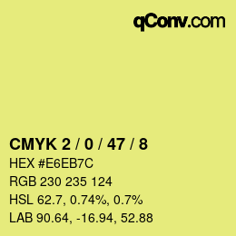 颜色代码: CMYK 2 / 0 / 47 / 8 | qconv.com