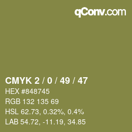 颜色代码: CMYK 2 / 0 / 49 / 47 | qconv.com