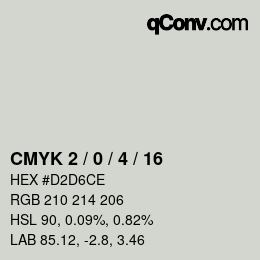カラーコード: CMYK 2 / 0 / 4 / 16 | qconv.com