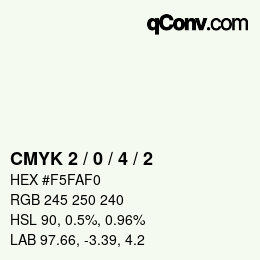 颜色代码: CMYK 2 / 0 / 4 / 2 | qconv.com