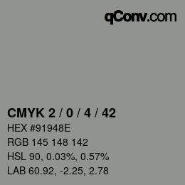 Color code: CMYK 2 / 0 / 4 / 42 | qconv.com