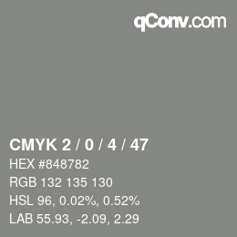 Color code: CMYK 2 / 0 / 4 / 47 | qconv.com