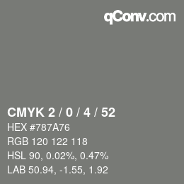 Color code: CMYK 2 / 0 / 4 / 52 | qconv.com