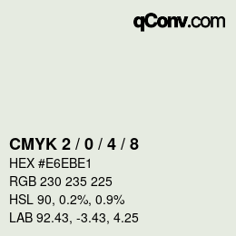 カラーコード: CMYK 2 / 0 / 4 / 8 | qconv.com