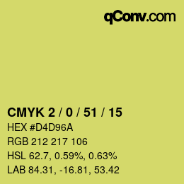Código de color: CMYK 2 / 0 / 51 / 15 | qconv.com