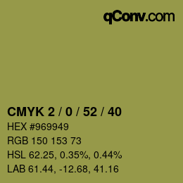 Color code: CMYK 2 / 0 / 52 / 40 | qconv.com