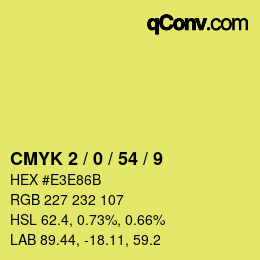 カラーコード: CMYK 2 / 0 / 54 / 9 | qconv.com
