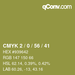 カラーコード: CMYK 2 / 0 / 56 / 41 | qconv.com