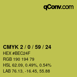 カラーコード: CMYK 2 / 0 / 59 / 24 | qconv.com