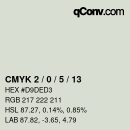 カラーコード: CMYK 2 / 0 / 5 / 13 | qconv.com