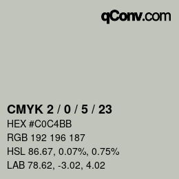 Color code: CMYK 2 / 0 / 5 / 23 | qconv.com