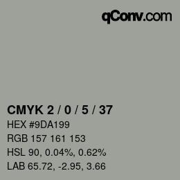 颜色代码: CMYK 2 / 0 / 5 / 37 | qconv.com