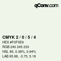 Farbcode: CMYK 2 / 0 / 5 / 4 | qconv.com