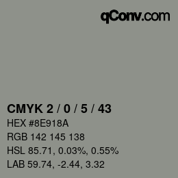 Color code: CMYK 2 / 0 / 5 / 43 | qconv.com