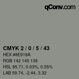 カラーコード: CMYK 2 / 0 / 5 / 43 | qconv.com