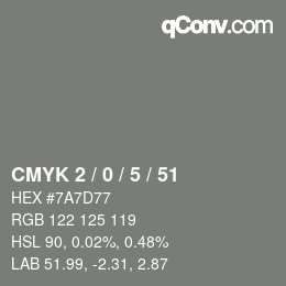 Color code: CMYK 2 / 0 / 5 / 51 | qconv.com