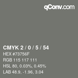 Color code: CMYK 2 / 0 / 5 / 54 | qconv.com