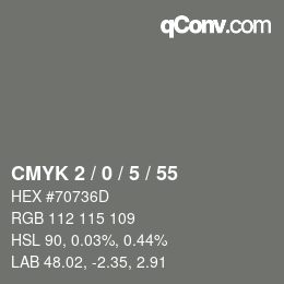 Color code: CMYK 2 / 0 / 5 / 55 | qconv.com