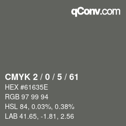 カラーコード: CMYK 2 / 0 / 5 / 61 | qconv.com