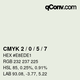 カラーコード: CMYK 2 / 0 / 5 / 7 | qconv.com
