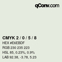 Color code: CMYK 2 / 0 / 5 / 8 | qconv.com