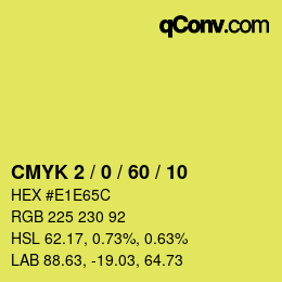 カラーコード: CMYK 2 / 0 / 60 / 10 | qconv.com