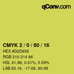 Código de color: CMYK 2 / 0 / 60 / 16 | qconv.com