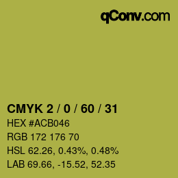 カラーコード: CMYK 2 / 0 / 60 / 31 | qconv.com