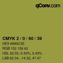 Farbcode: CMYK 2 / 0 / 60 / 39 | qconv.com