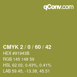 Color code: CMYK 2 / 0 / 60 / 42 | qconv.com