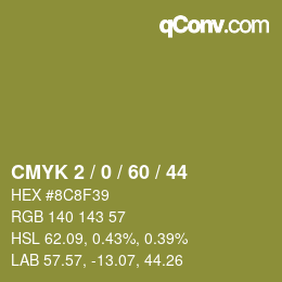 颜色代码: CMYK 2 / 0 / 60 / 44 | qconv.com