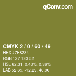 颜色代码: CMYK 2 / 0 / 60 / 49 | qconv.com
