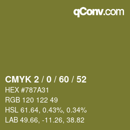 Color code: CMYK 2 / 0 / 60 / 52 | qconv.com