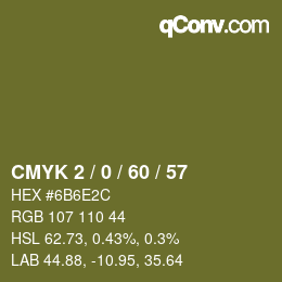 カラーコード: CMYK 2 / 0 / 60 / 57 | qconv.com