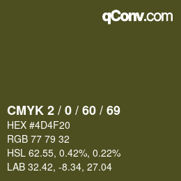 颜色代码: CMYK 2 / 0 / 60 / 69 | qconv.com